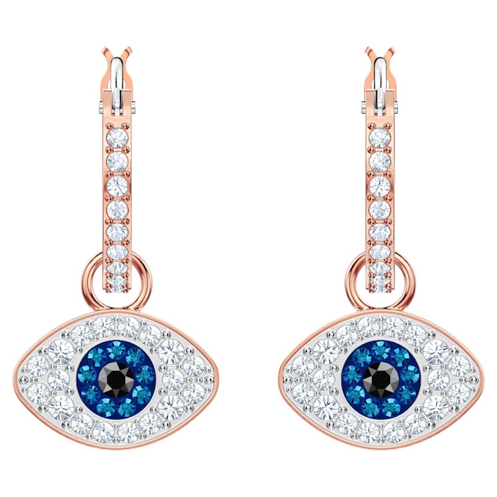 Swarovski Symbolica hoop earrings
Evil eye, Blue, Rose gold-tone plated NWT